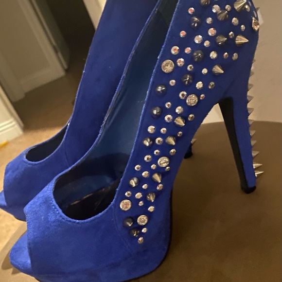 Royal Blue High Heel with Studs - Picture 1 of 5